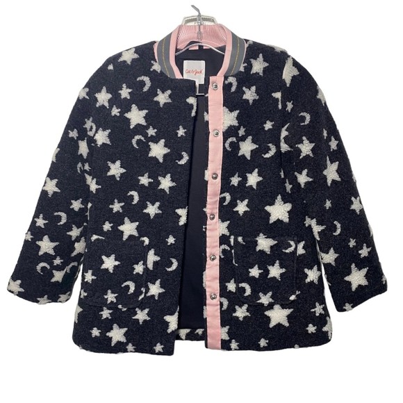 Cat & Jack Girls Coat Star Pattern Size Small (6/6X) Pink Black